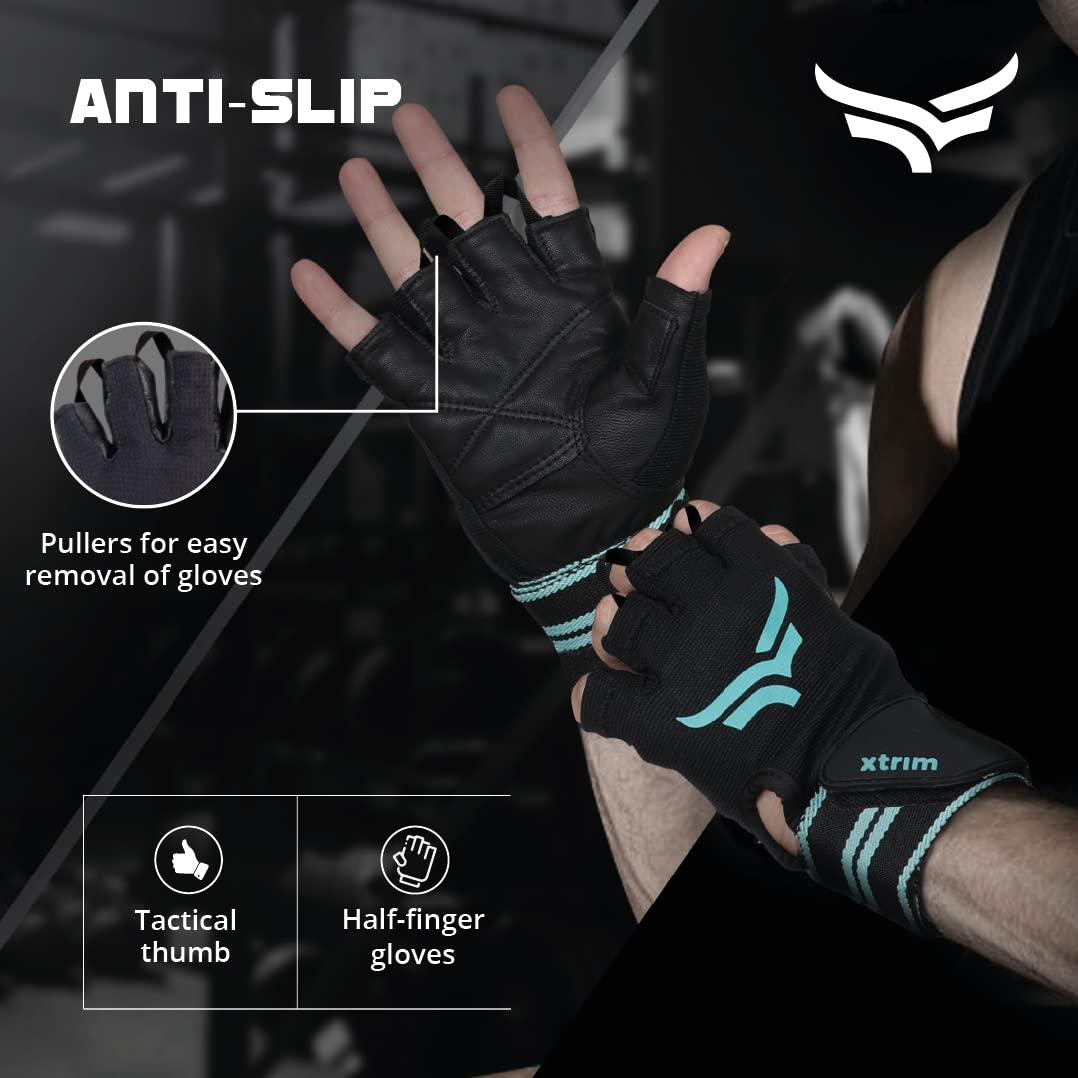 High grade leather Gym Gloves for Men & Women with Wrist Support