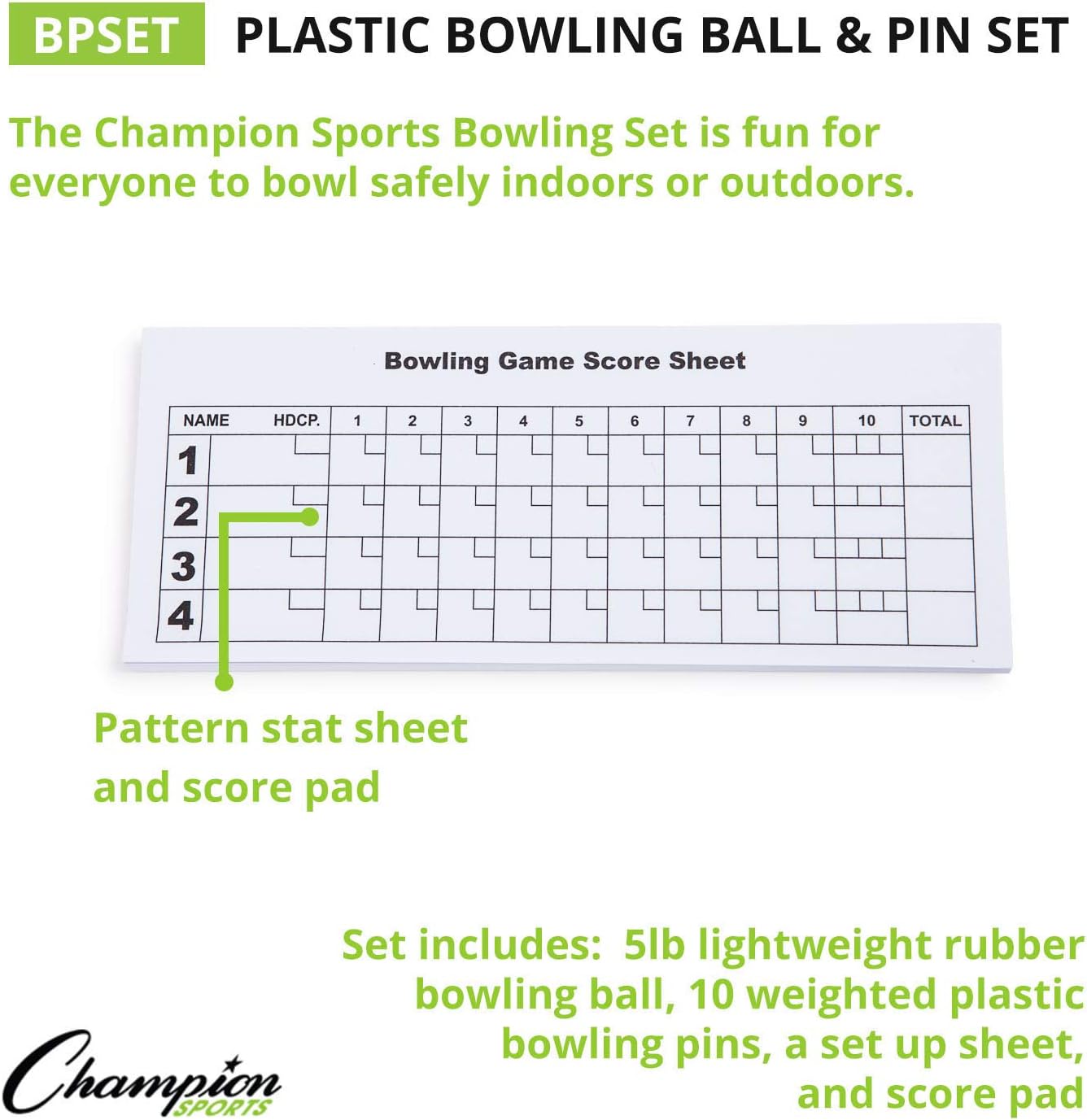 Sports Bowling Set: Rubber Ball & Plastic Pins For Training & Kids Games