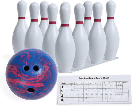 Sports Bowling Set: Rubber Ball & Plastic Pins For Training & Kids Games