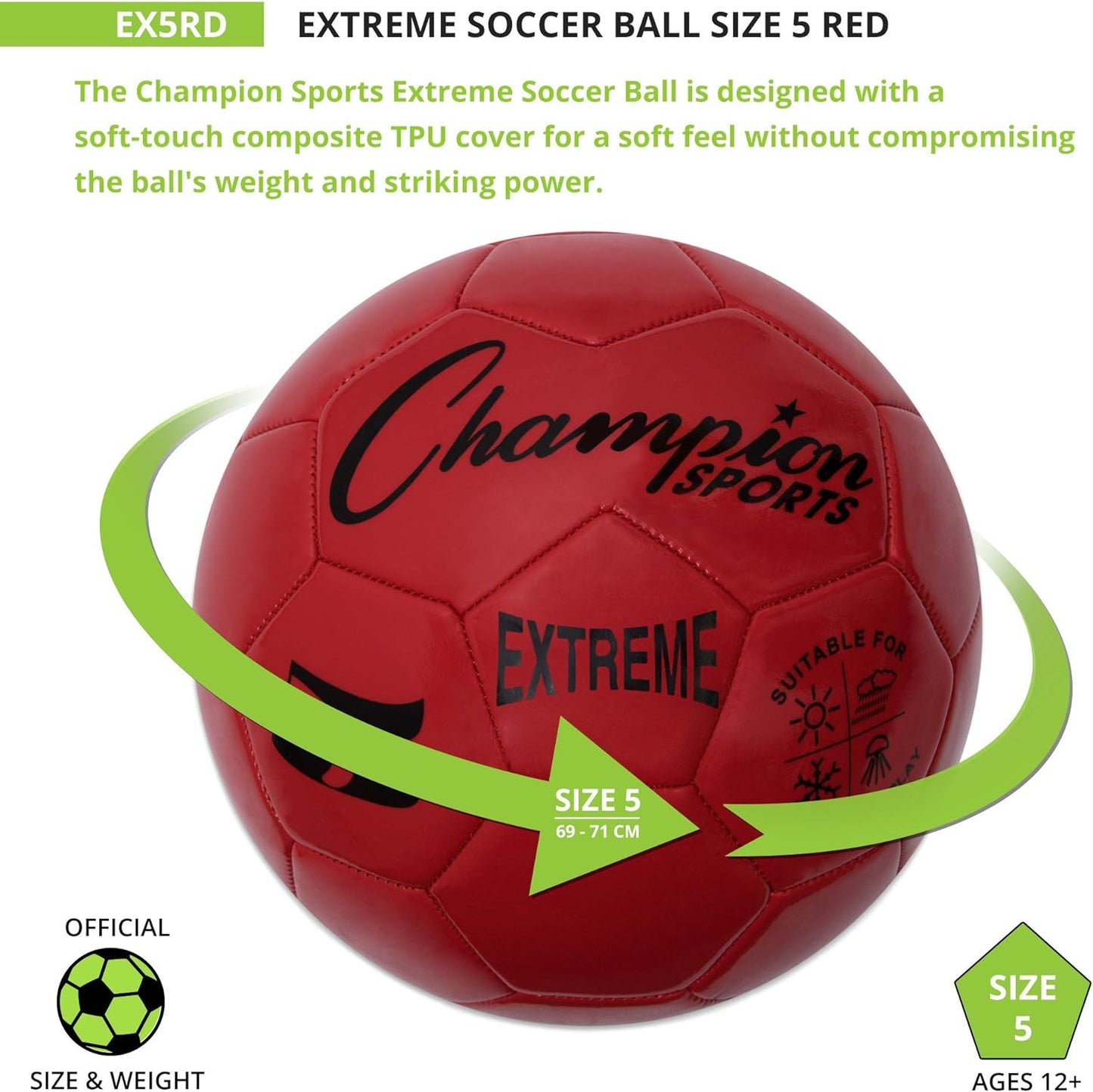 Sports Extreme Series Composite Soccer Ball: Sizes 3, 4, 5 in Multiple Colors