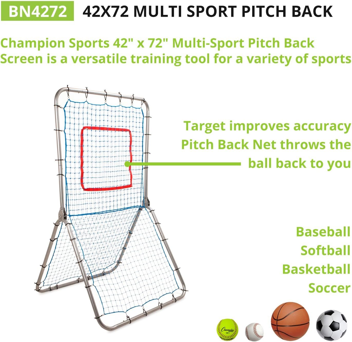 Sports Rebound Pitchback Net - Adjustable Training Practice Rebounder