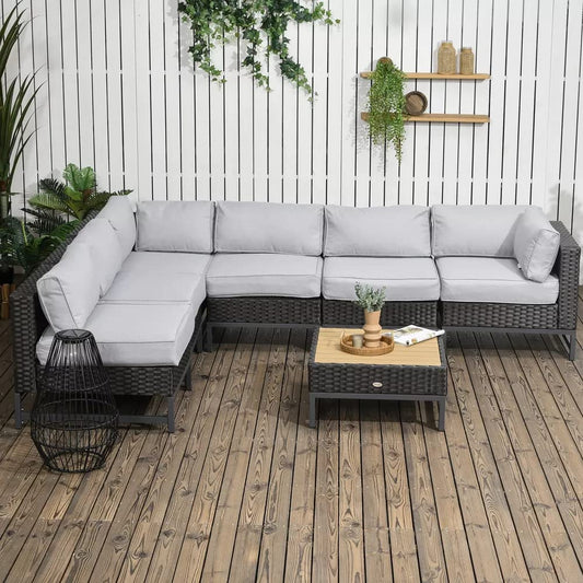 Outdoor Lounge 5 Seater Sofa and Center Table for Patio, Balcony, Garden.Wicker Furniture Set