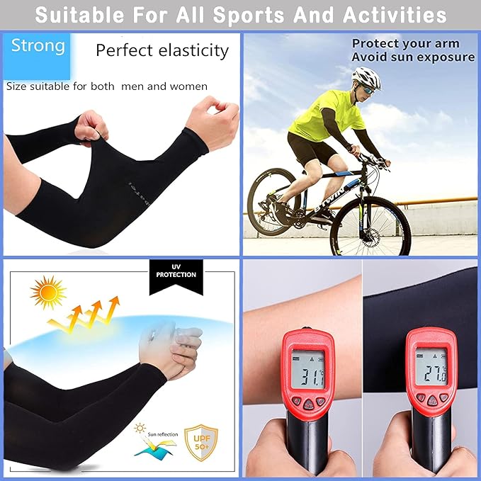 UV Protection Arm sleeves Cooling Compression Strong Soft Stretchy UPF 50+ For All Outdoor Sports Running Cycling Hiking