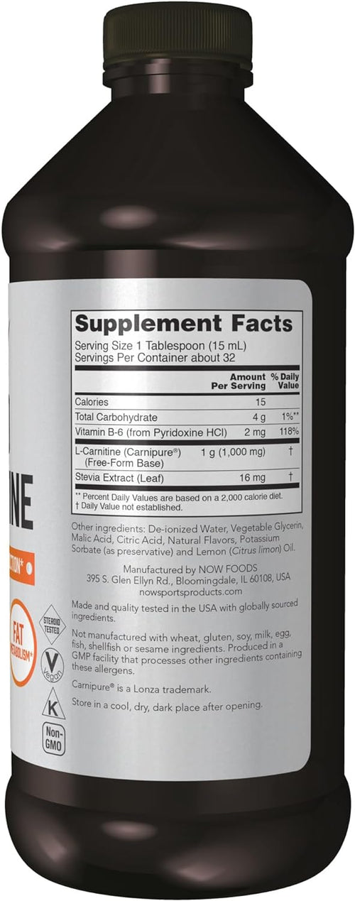 L-Carnitine Liquid 1000 Mg, Highly Absorbable, Citrus, 16-Ounce