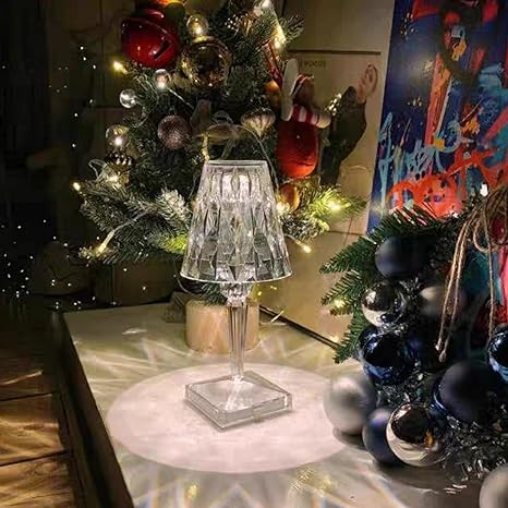 Rechargeable 3-color dimmable LED crystal desk lamp romantic indoor night light