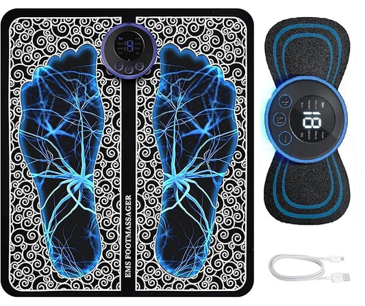 Foot Massager Pain Relief,Elecrtic EMS Massage Mat -8 Mode/16 Vibration