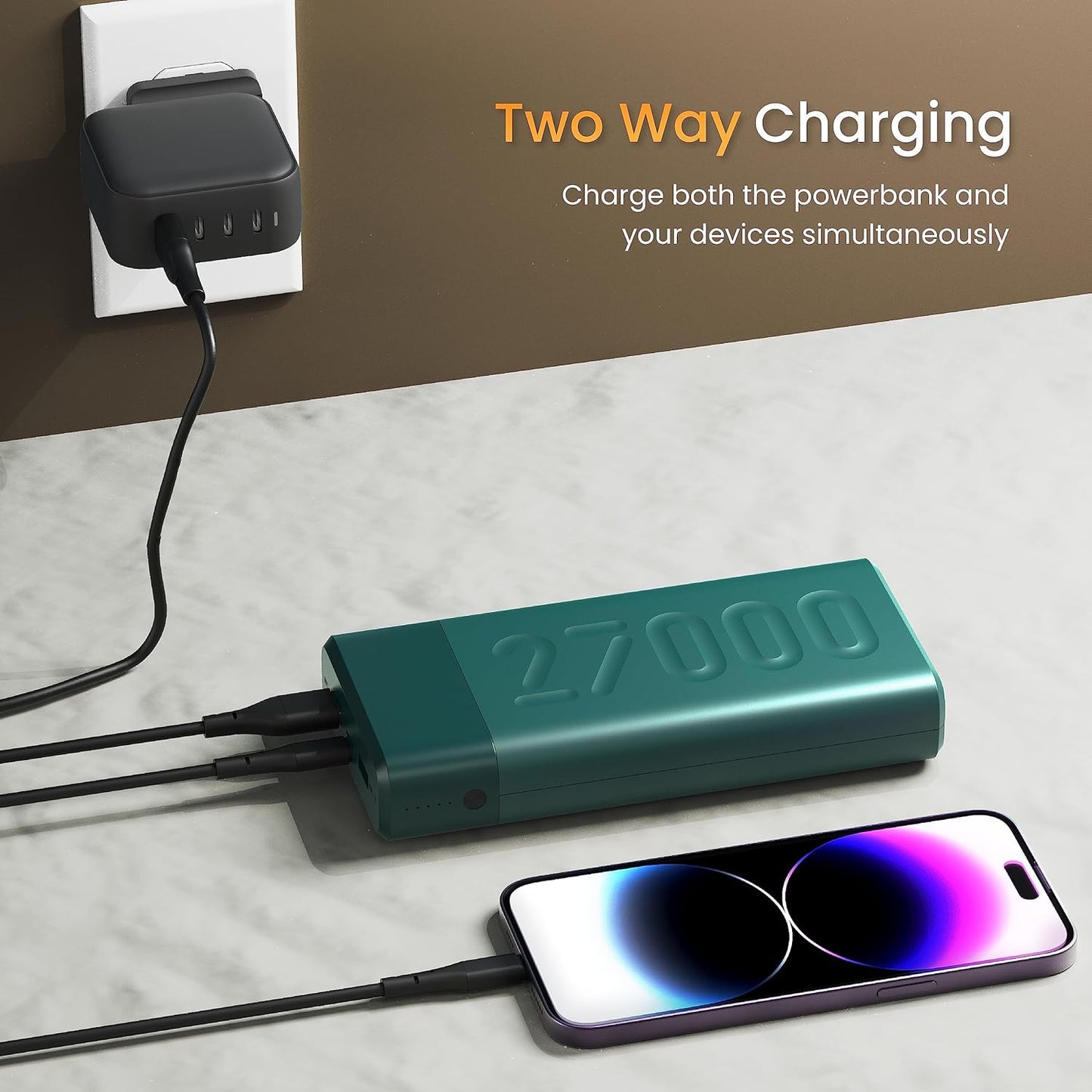 Power Bank 20000mAh Portable Charging Powerbank Mobile Phone External Battery Charger