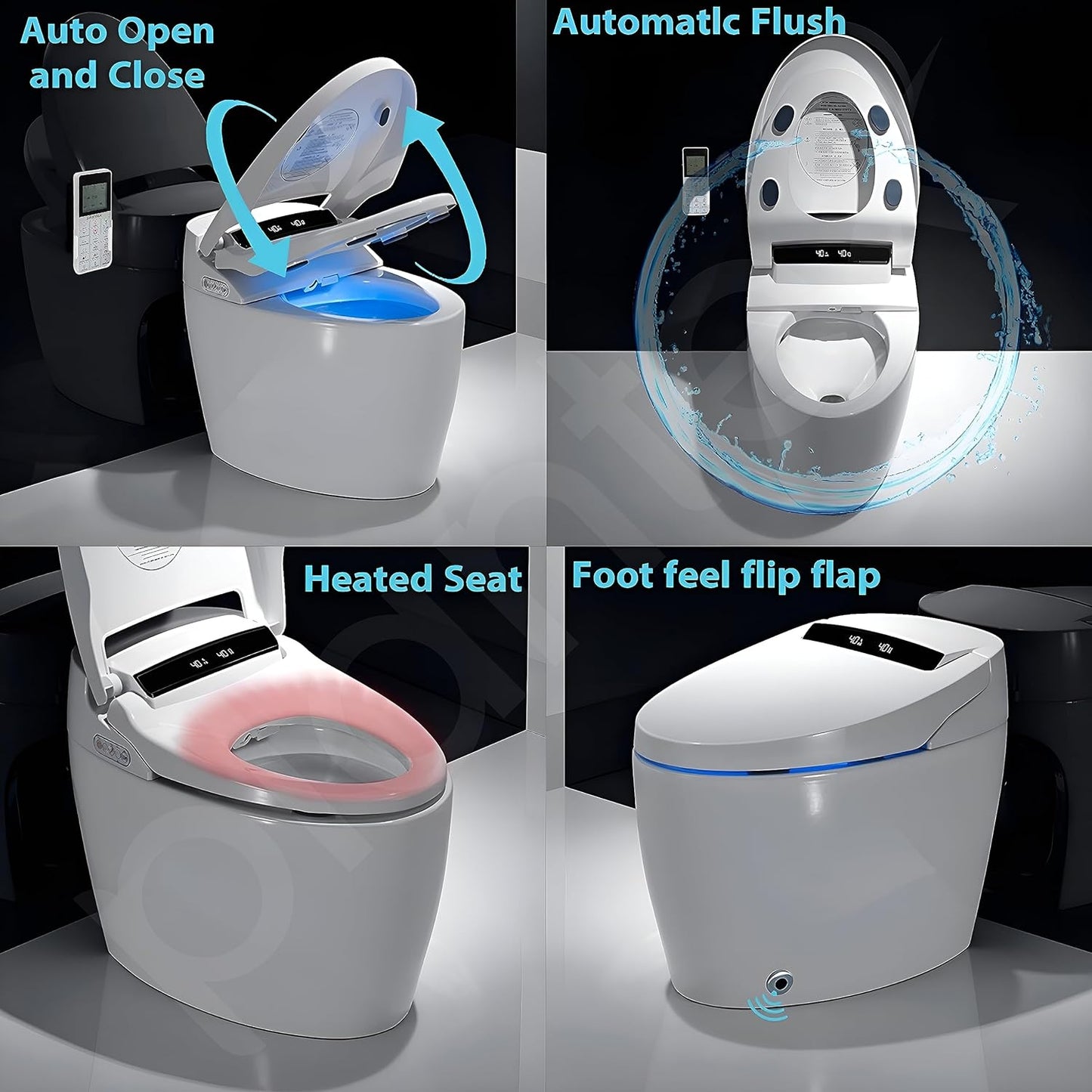 Smart Bidet Toilet/Smart Commode with Foot Touching Lid Opening