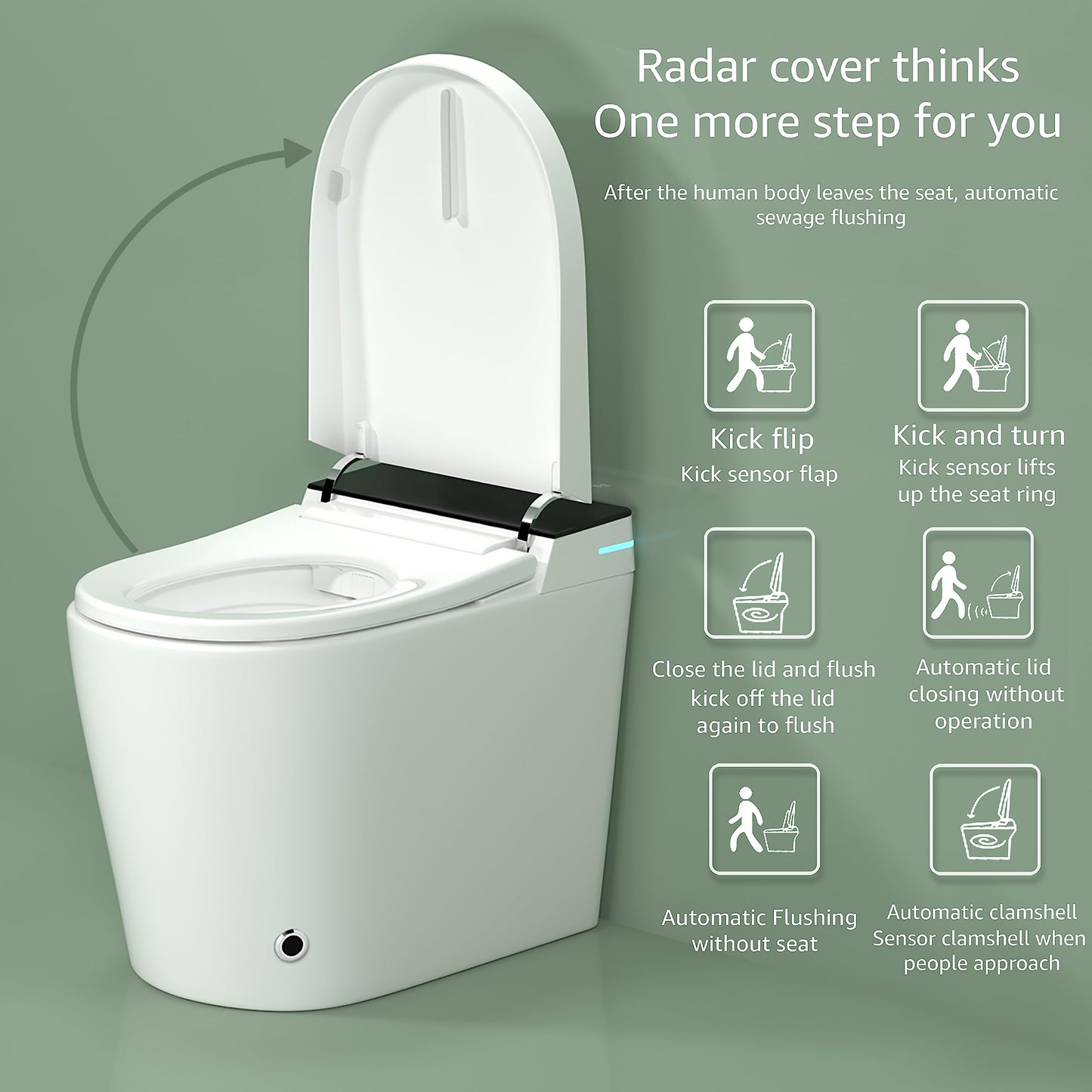 Smart Bidet Toilet/Smart Commode with Foot Touching Lid Opening