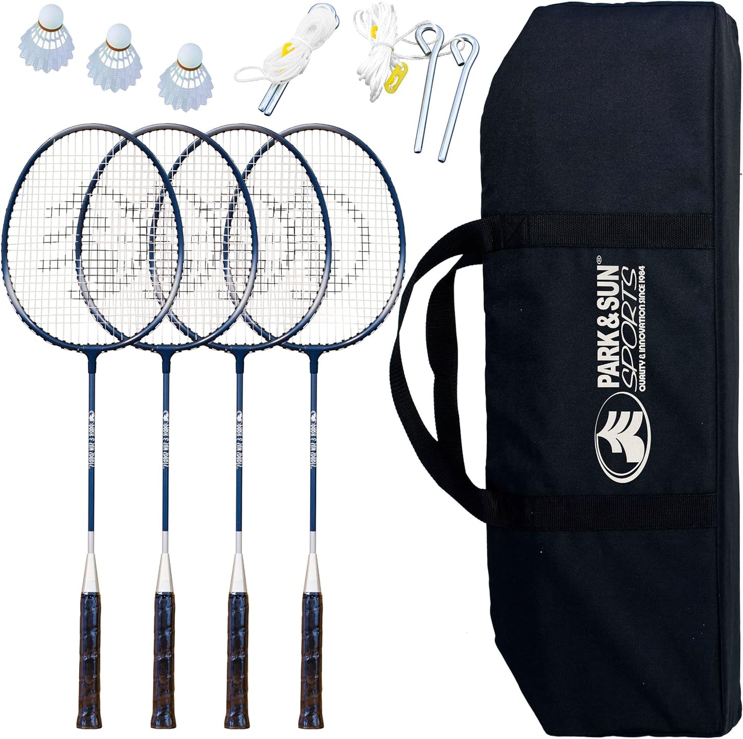 Portable Outdoor Badminton Net System with Carrying Bag and Accessories