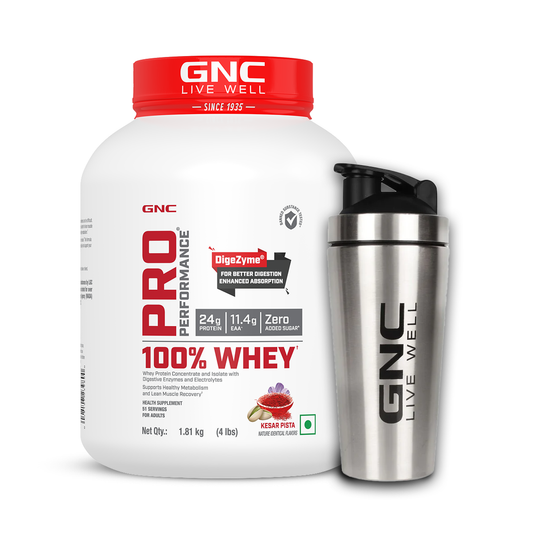 GNC PP 100% Whey Protein Powder Kesar Pista 4 lbs