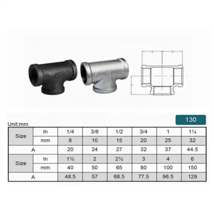 Iron (GI) Pipe Fitting Equal Tee 20mm ( 3/4" )