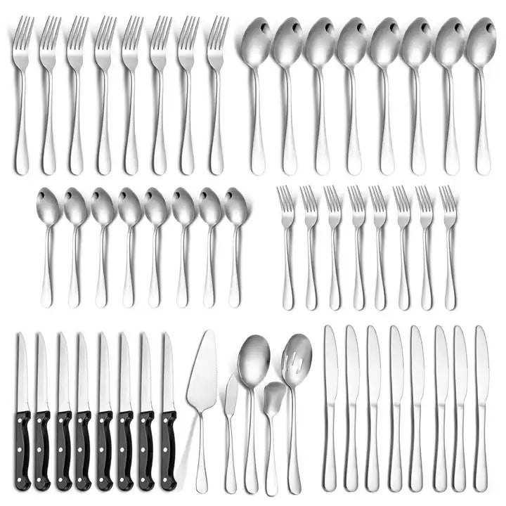 Thickened stainless steel French flatware set Hotel restaurant  knife, fork and spoon 53 pcs steak knife