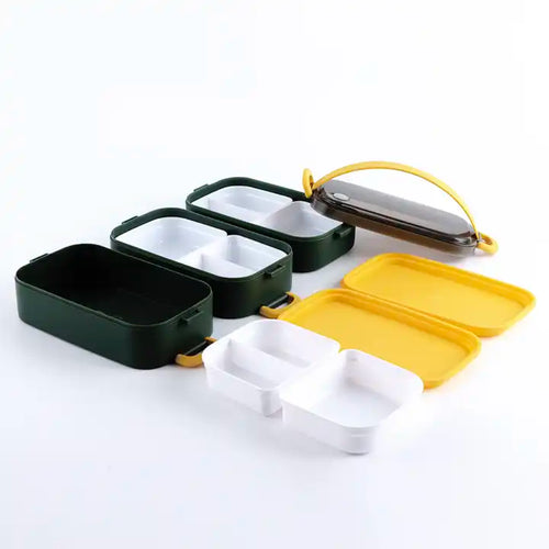 Stainless Steel Lunch Box Square Double Deck Plastic Lunch Box