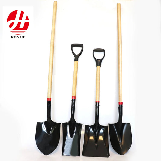China Factory Direct Product Agricultural Tools Steel Garden Hand Shovel Round Spade with Wooden Handle