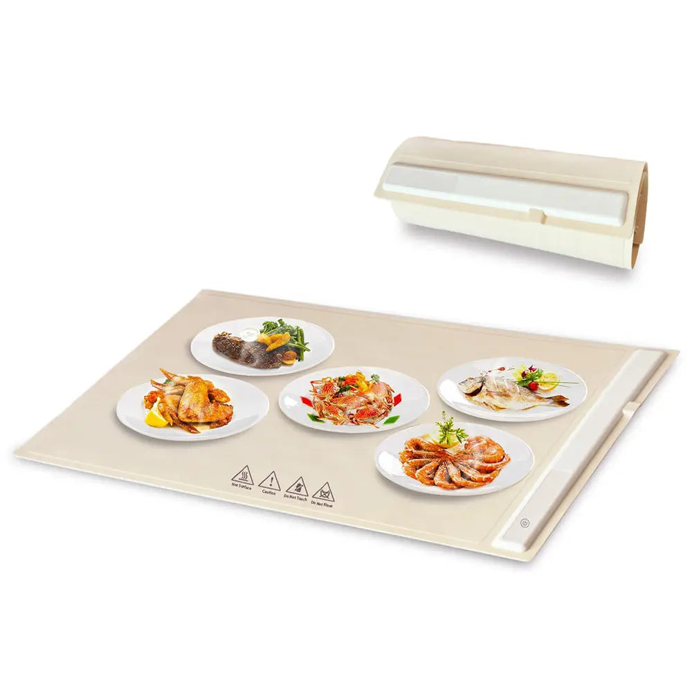 Portable Foldable Heating Plate Mat Table Silicone Electric Adjustable Temperature Control Food Warming Tray