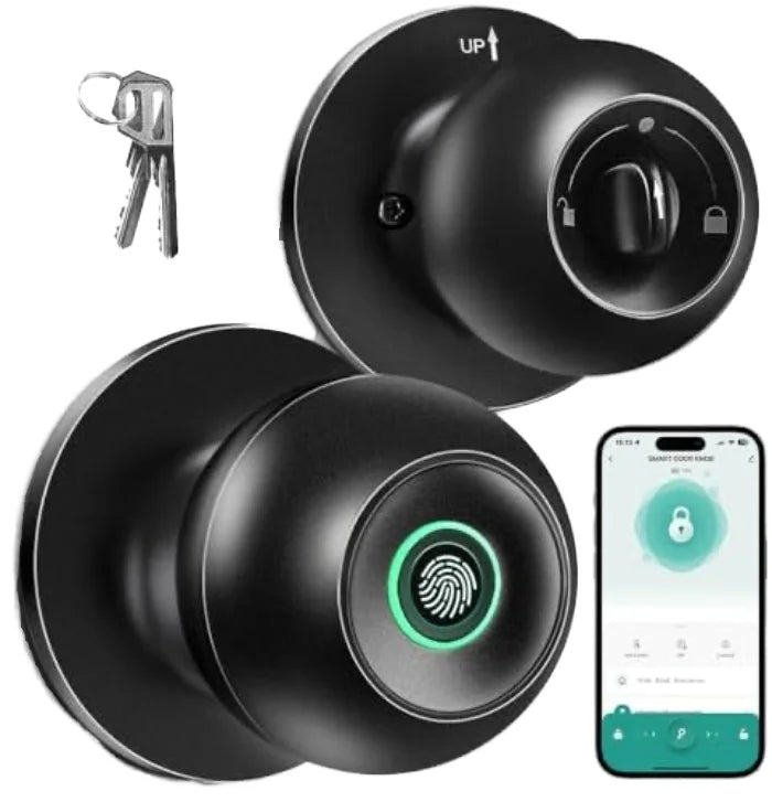 SmartDoor Knob Fingerprint Door LockSmartLock with App Control Blue Door Lock forHome