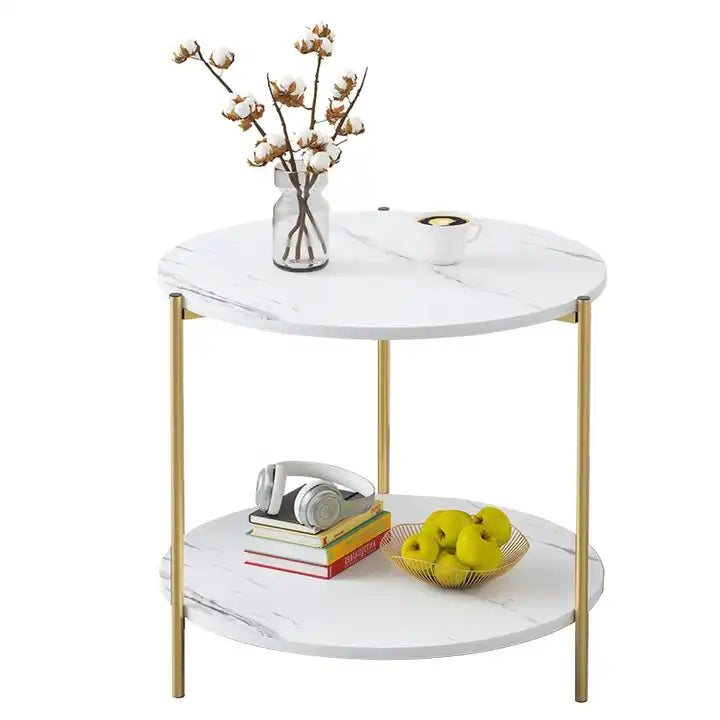 Luxury Marbling Coffee Tables Square & Round Marbl Sofa Side Metal Table Living Room Furniture