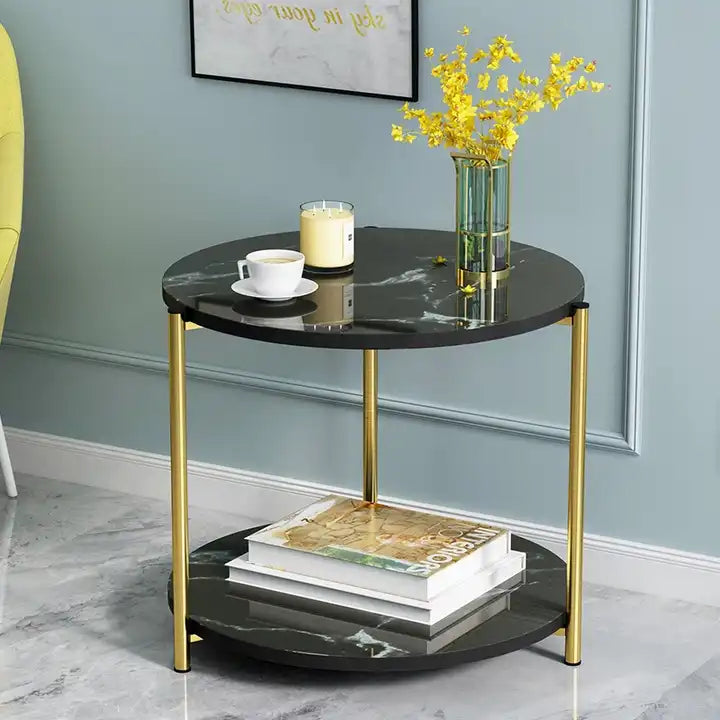 Luxury Marbling Coffee Tables Square & Round Marbl Sofa Side Metal Table Living Room Furniture