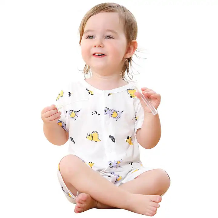 Short Sleeve Newborn Bamboo Fiber Baby Rompers