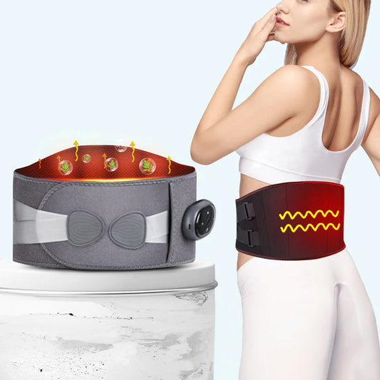 Hot Compress Adjustable Back Brace Electric Waist Massager Support Lumbar Heated Waist Belt With Massage