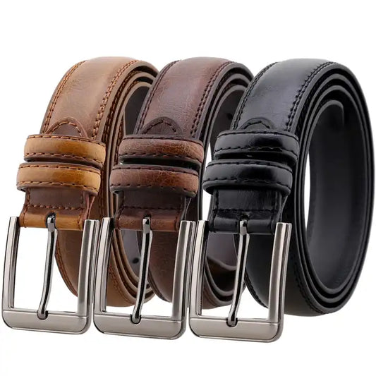 Men's Leather Fashion Casual Business Belts Pin Buckle Jeans and Trousers Accessories