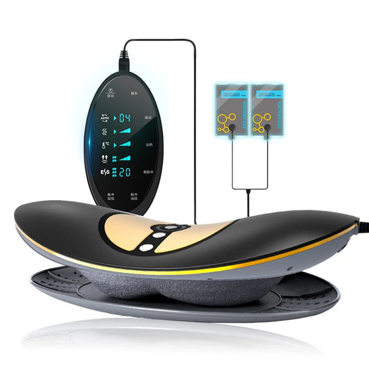 MultiFunctional Back Massager Stretcher Lumbar Traction with Heating Vibration EMS Back Massager