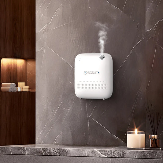 SCENTA Wall Mounted Air Freshener Waterless Fragrance Diffuser,Automatic Scent Oil Nebulizer Aroma Diffuser Machine for Hotel