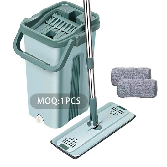 Factory Wholesale Household Free Hand Scrape Floor Swob Washing Bathroom Cleaner Tool Household Flat Mop and Bucket Set