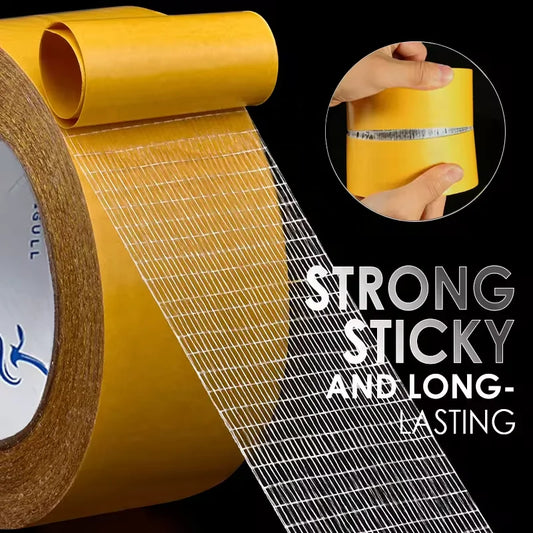 High Viscosity Long Lasting Strong Glue Yellow Mesh Fiberglass Filament Double Sided Adhesive Tape for Roller Blinds