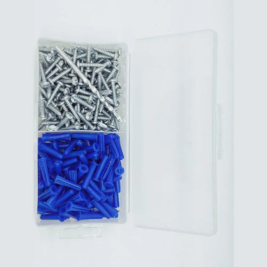 Blue #6-12 Plastic Conical Anchor Set with 1PCS Drill Bit and Self Tapping Screws