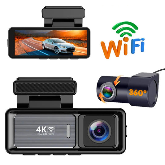 M6 Car Driving Recorder 4K+1080P Dual Lens with ACC Power Cord Night Vision 24-Hour Loop Recording Black Dash Cam