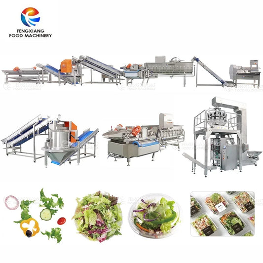 Salad Processing Line Vegetable and Fruit Cutting Washing Cleaning Slicing Dewatering Machine