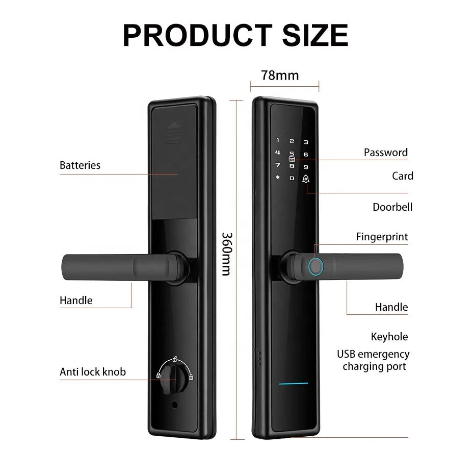 High RecognitionSmartLock ForHomeApartment Waterproof Anti-Theft RFID Fingerprint Password Access Tuya Control For Wood