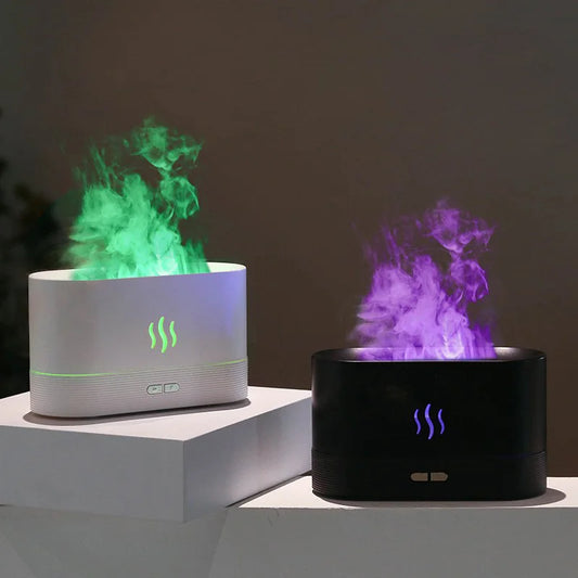 Flame Diffuser Humidifier with RGB LED Light Change Fire Flame Essential Oil Diffuser Aroma Humidifier