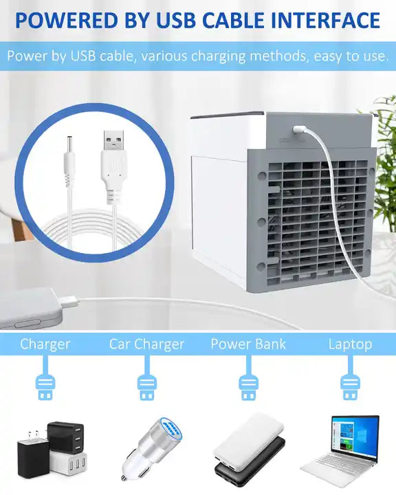 Portable Usb Mini Air Cooler Fan With Led Light