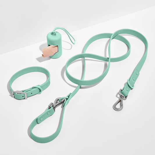 Heavy Duty Manufacturer Luxury Personalized Custom Logo Designers PVC Waterproof Cat Pet Lead Dog Leash Collar Set