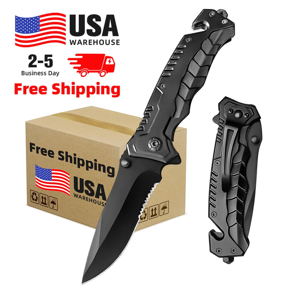 Portable Self-Defense Tactical Folding Knife Outdoor Camping Folding Pocket Knife Survival Folding Knives with Plastic Handle