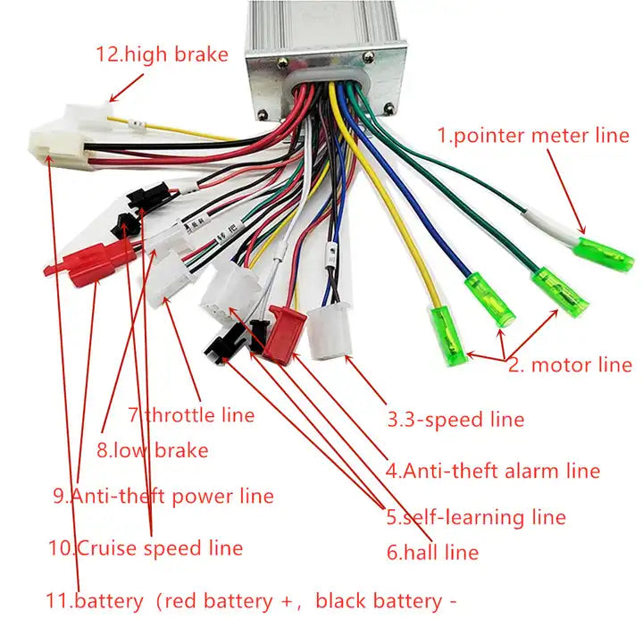 Electric Bike Brushless DC Motor Controller 36V/48V 350W For Electric Bicycle