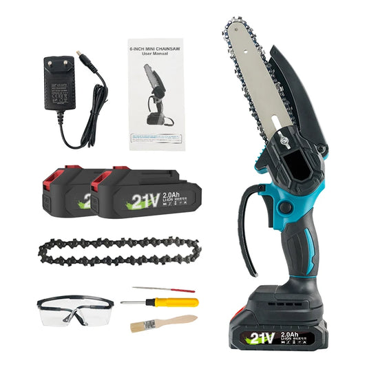 Online Shop Supplier Portable Light Weight Small Power Chainsaw 6IN Mini Handheld Cordless Electric Chain Saw With Toolkit