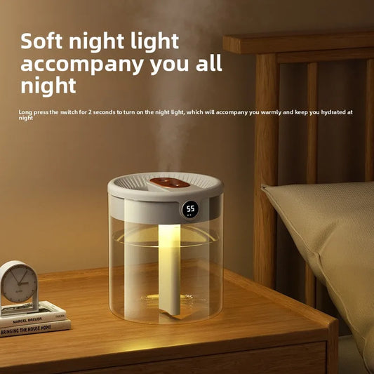 USB Aromatherapy Humidifier Night Light Dual Spray Digital Display Large Capacity 2L Silent for Home Office Plastic 1 Year