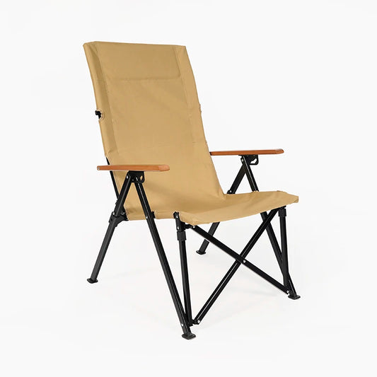Outdoor Recreational Camping Fishing Chairs with Beech Armrests Folding Beach Chairs Portable Adjustable Back Folding Chairs