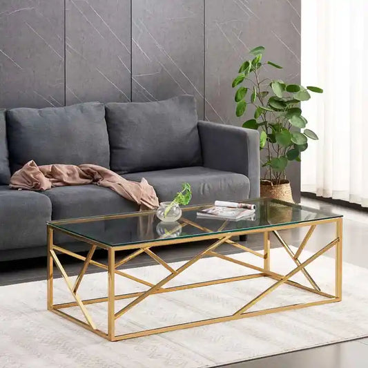 Home Furniture Luxury Gold Glass Coffee Table