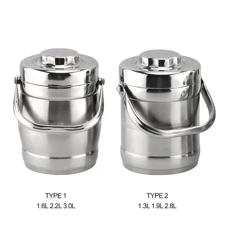 Stainless Steel Hot Food Flask 1.3L 1.9L 2.8L Double Wall Thermos Insulated Food Jar