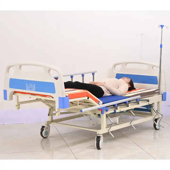 Hospital Furniture Equipment Manual Adjustable 3 Crank Elderly Home Nursing Bed with Toilet