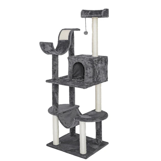 Scratcher Cat Post Tree With Toy Ball Custom Wooden Large Double Furniture Condo Cat Wood Tower Sisal Fabric for Cats D KING