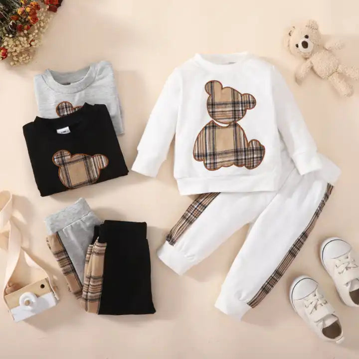 Round Neck Long Sleeve Two-piece baby clothing sets boy 6-12 months For Kids