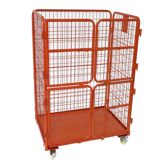 Medium Duty Rolling Security Cage Galvanized Folding Iron Frame with 4 Side Roll Cargo & Storage Equipment