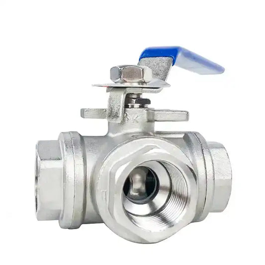 Stainless Steel Three Way Internal Screw Thread Spring Loaded Ball Valve 3way Ball Valve