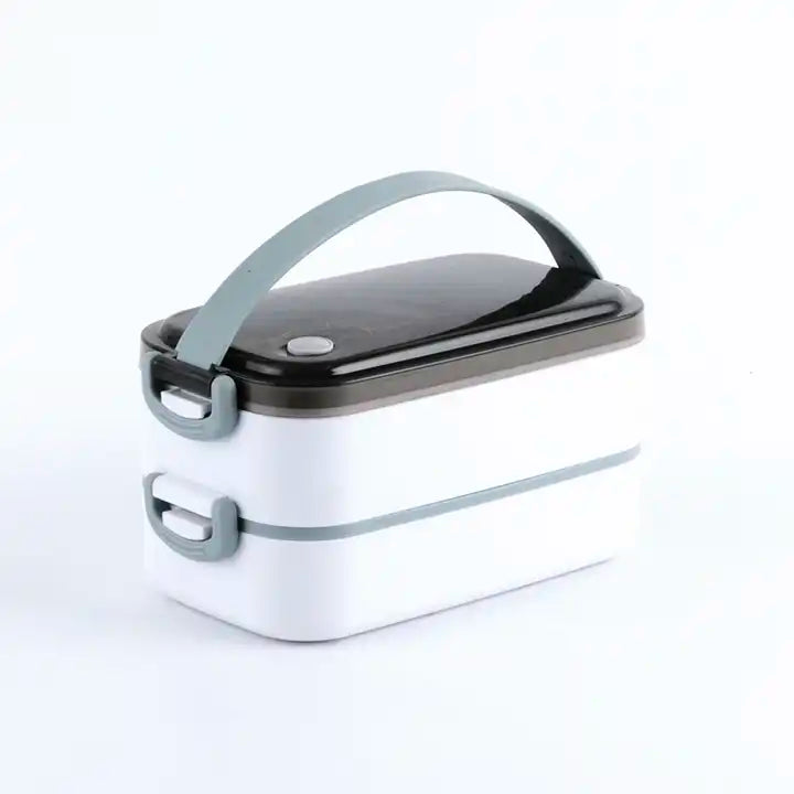 Stainless Steel Lunch Box Square Double Deck Plastic Lunch Box